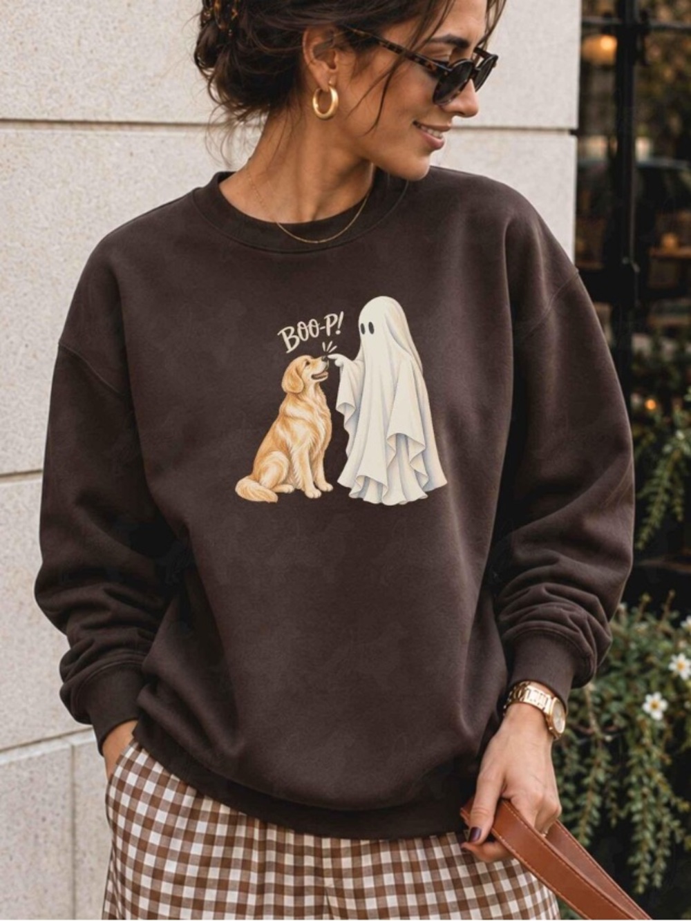 Golden Retriever Halloween Sweatshirt, Boo-P Dog Face Tee